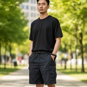 Columbia Nylon Cargo Shorts 38 Mens Black 9” Inseam Cargo Hiking Outdoors Belted